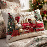 蒸気機関車デザインのキルティングクッションカバー - お祝い用